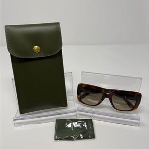 Longchamp Brown Oversized Sunglasses with Tortoise Pattern